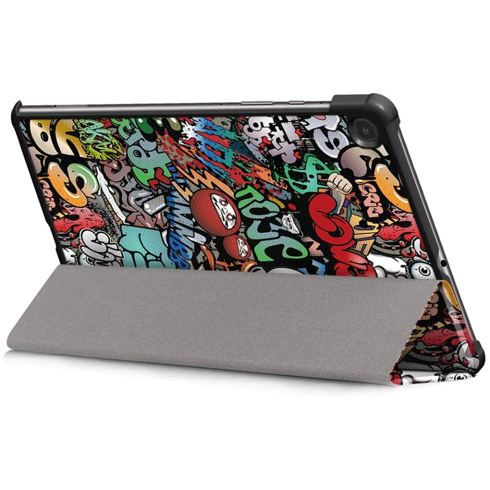 Husa tableta pentru Samsung Galaxy Tab S6 Lite (2020 / 2022 / 2024), SKYDDAR INNOVATION, cu suport Multi-Unghi si functie Sleep/Wake, FoldPro, Multicolor, set cu sticker