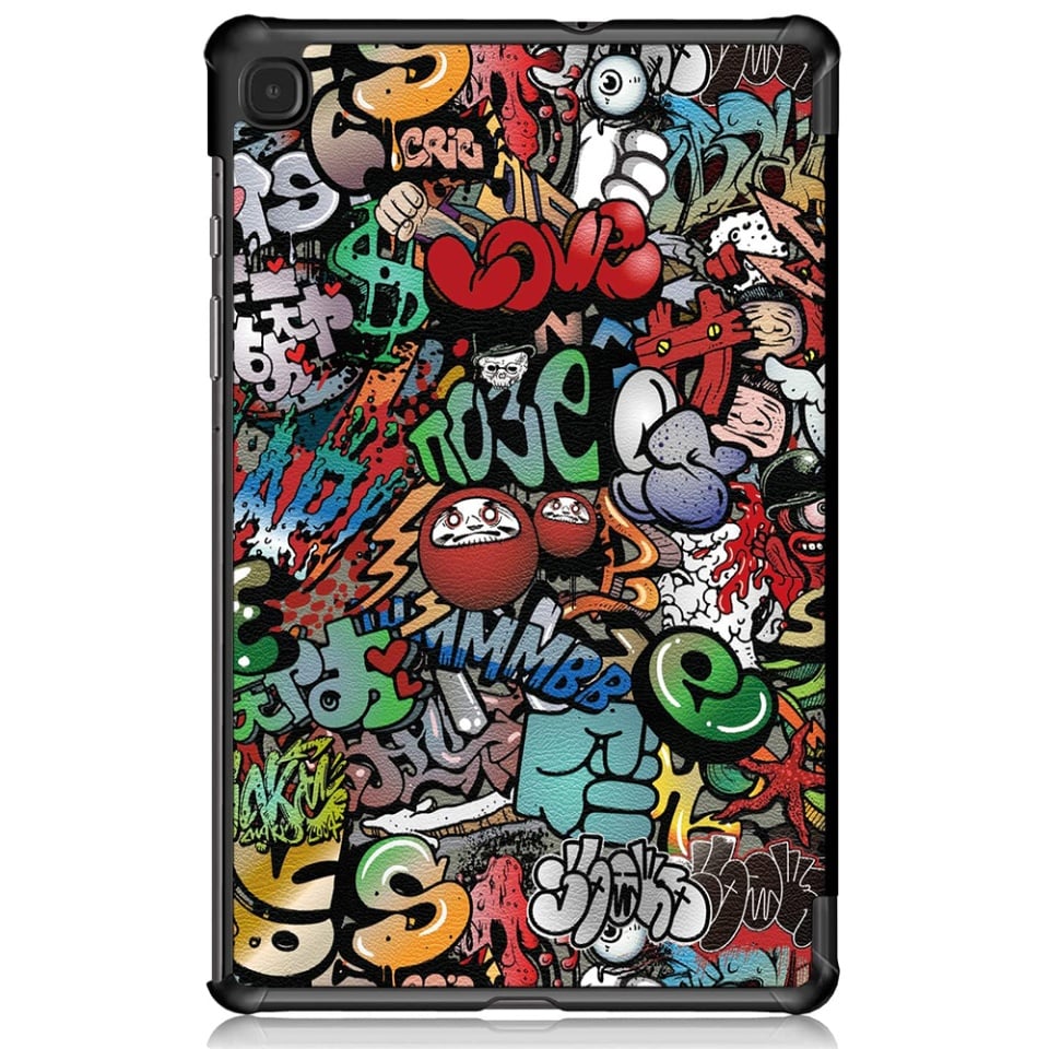 Husa tableta pentru Samsung Galaxy Tab S6 Lite (2020 / 2022 / 2024), SKYDDAR INNOVATION, cu suport Multi-Unghi si functie Sleep/Wake, FoldPro, Multicolor, set cu sticker