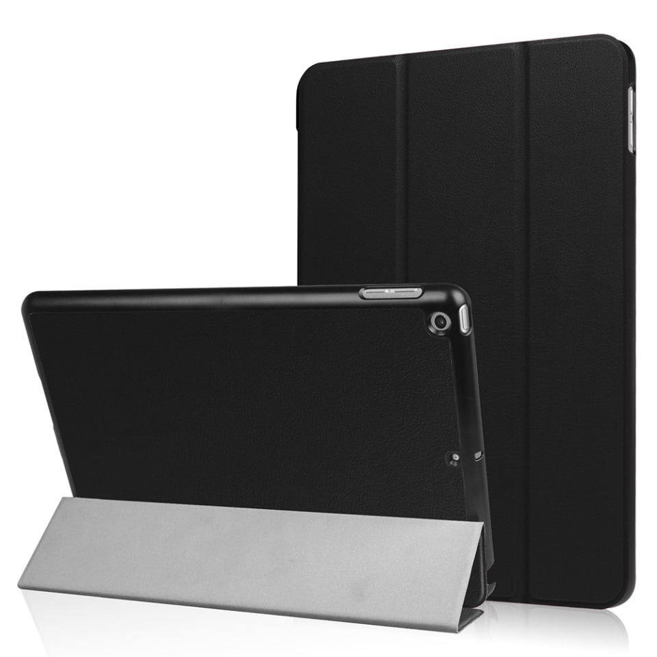 Husa tableta pentru Apple iPad 7 10.2" (2019), SKYDDAR INNOVATION, cu suport Multi-Unghi si functie Sleep/Wake, FoldPro, Negru, set cu sticker
