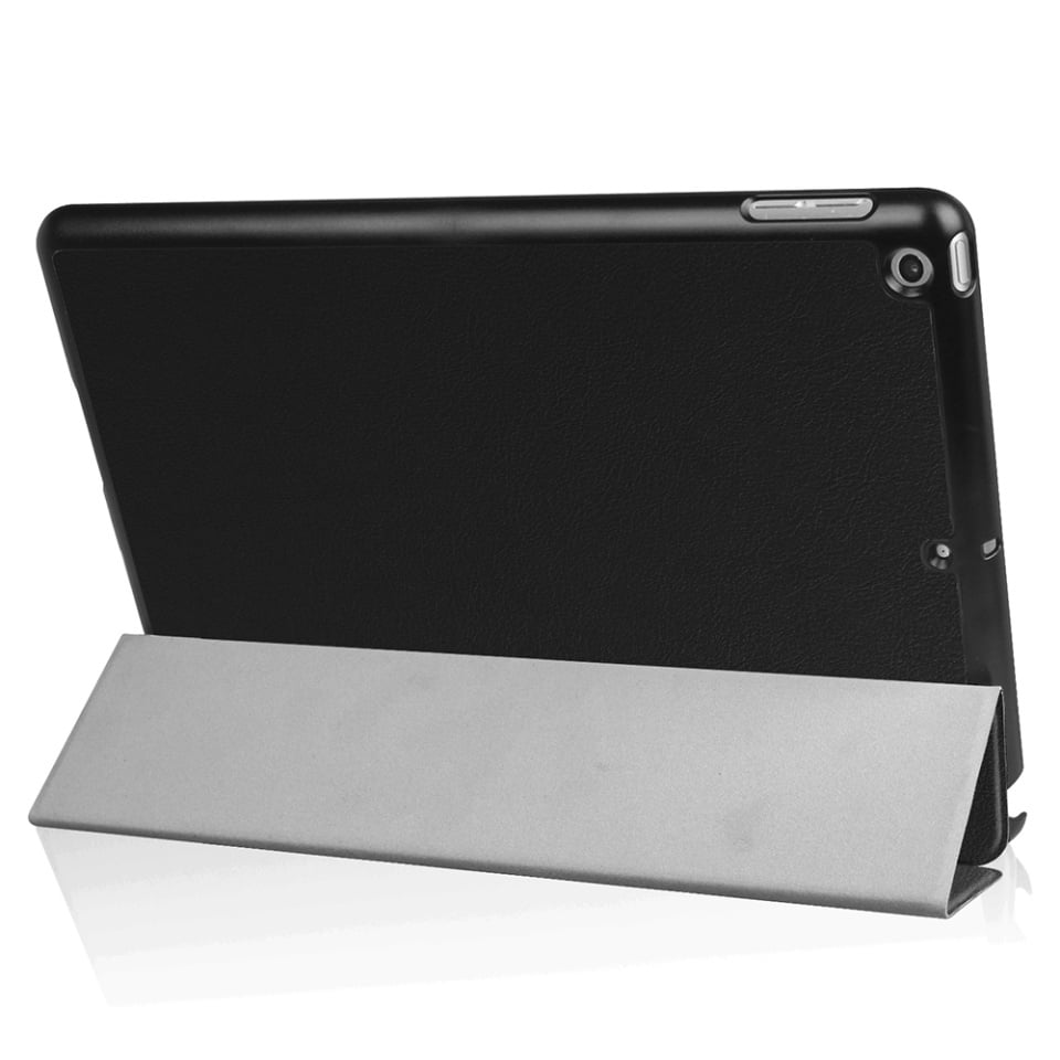 Husa tableta pentru Apple iPad 7 10.2" (2019), SKYDDAR INNOVATION, cu suport Multi-Unghi si functie Sleep/Wake, FoldPro, Negru, set cu sticker
