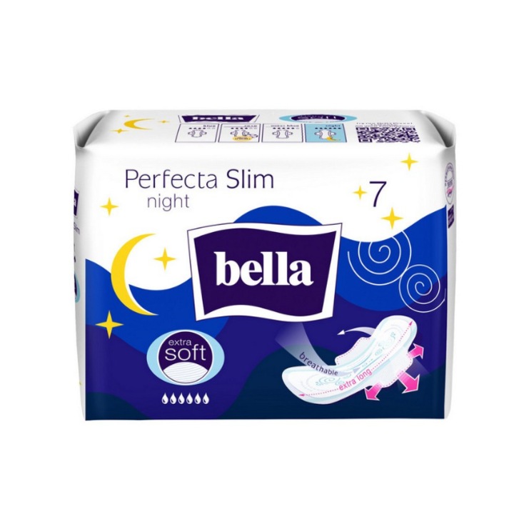 Absorbante Bella, Perfecta Slim Night Extra Soft, 7 buc, extra absorbante, design subtire, confortabil