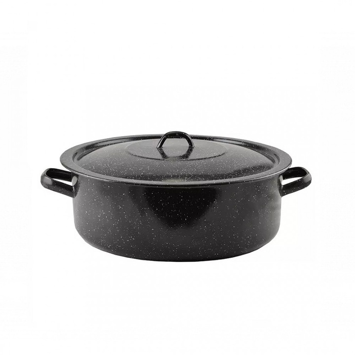 Cratita Emailata 30 L cu Capac, 50.8 cm