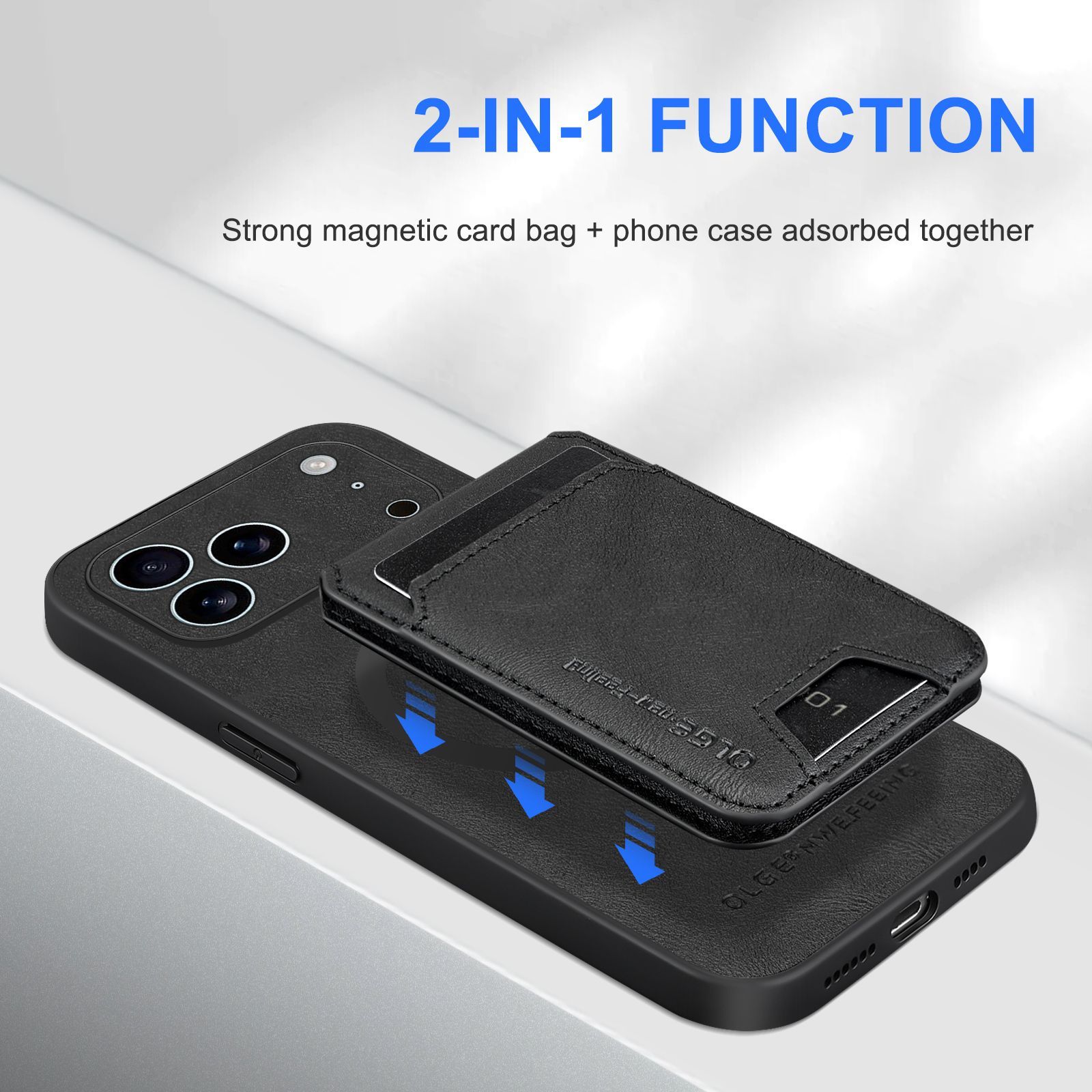 Husa pentru Apple iPhone 17 Pro Max, Piele Eleganta, Portcard Magnetic, Stand, MagSafe, Negru
