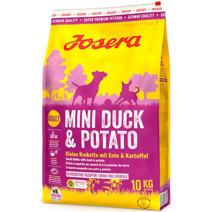 Суха храна за кучета Josera Mini, Adult, Патица и Картофи, 10 кг