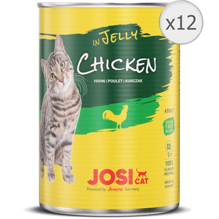 Hrana umeda pentru pisici, Adult, Conserva, Josicat Chicken in Jelly, 12x400g