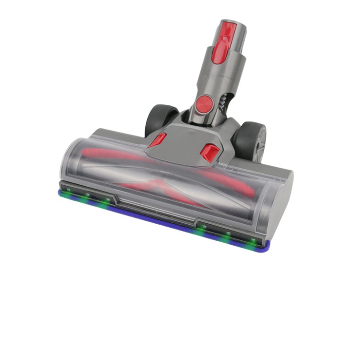 Cap de perie aspirator, compatibil cu Dyson V7, V8, V10, V11, 6 LED-uri verzi, design cu perii in forma de V, utilizare flexibila