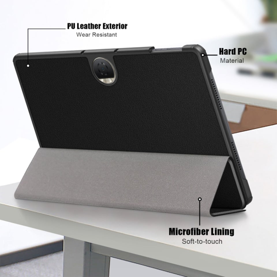 Husa tableta pentru Honor Pad 9, SKYDDAR INNOVATION, cu suport Multi-Unghi si functie Sleep/Wake, FoldPro, Unicorn, set cu sticker