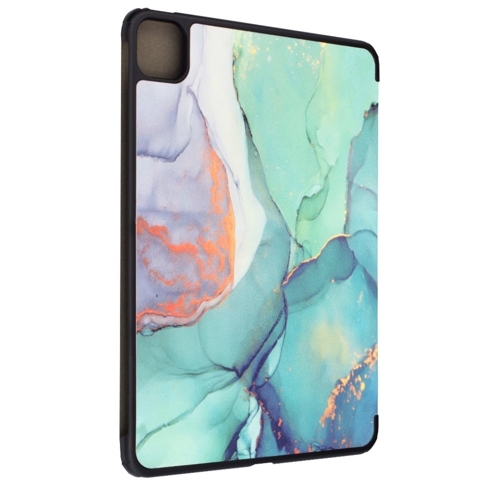 Husa tableta pentru iPad Pro 11 (2024), SKYDDAR INNOVATION, cu suport Multi-Unghi si functie Sleep/Wake, FoldPro, Green time, set cu sticker