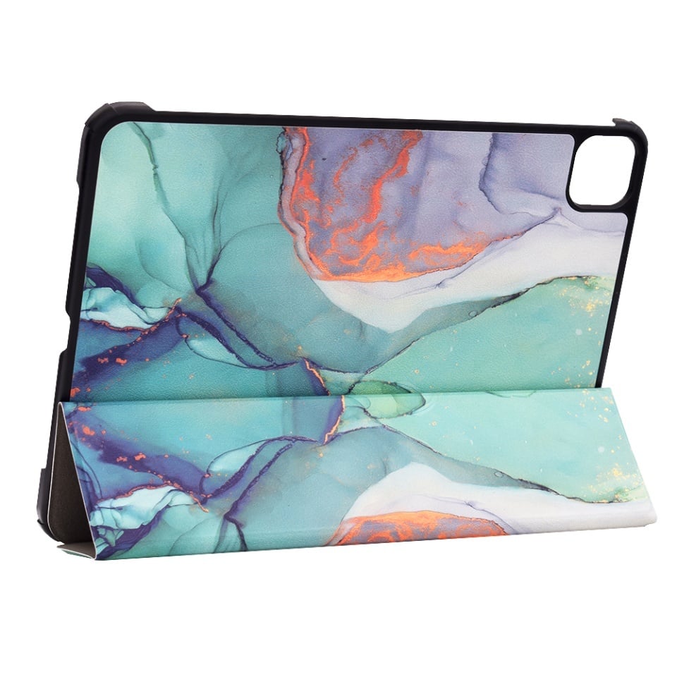 Husa tableta pentru iPad Pro 11 (2024), SKYDDAR INNOVATION, cu suport Multi-Unghi si functie Sleep/Wake, FoldPro, Green time, set cu sticker