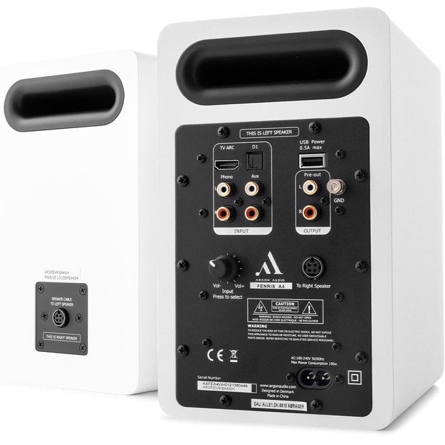 Boxe active Argon Audio FENRIS A4, 150W, Bluetooth, HDMI ARC, Phono, White