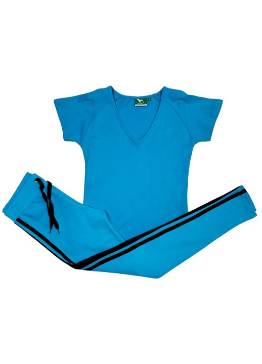 Дамски домашен комплект, тениска + чорапогащник, син, Син, XL