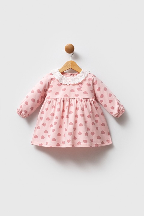 U.S. Polo Assn., Rochie cu model inimi, Roz deschis/Roz prafuit