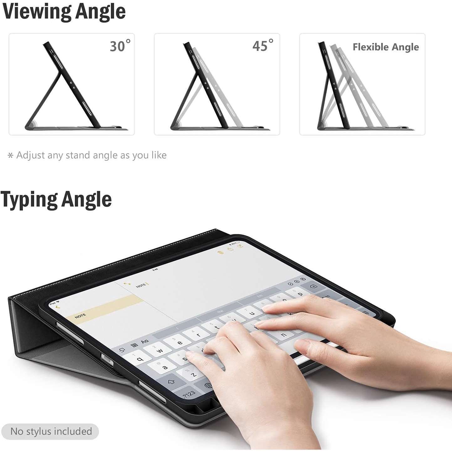 Husa pentru tableta iPad Pro 12.9" (2022/2021/2020/2018) – Compatibila cu Apple Pencil, Spate TPU Flexibil, Functie Auto Sleep/Wake, Suport Multi-Viewing si Protectie Completa, Neagra