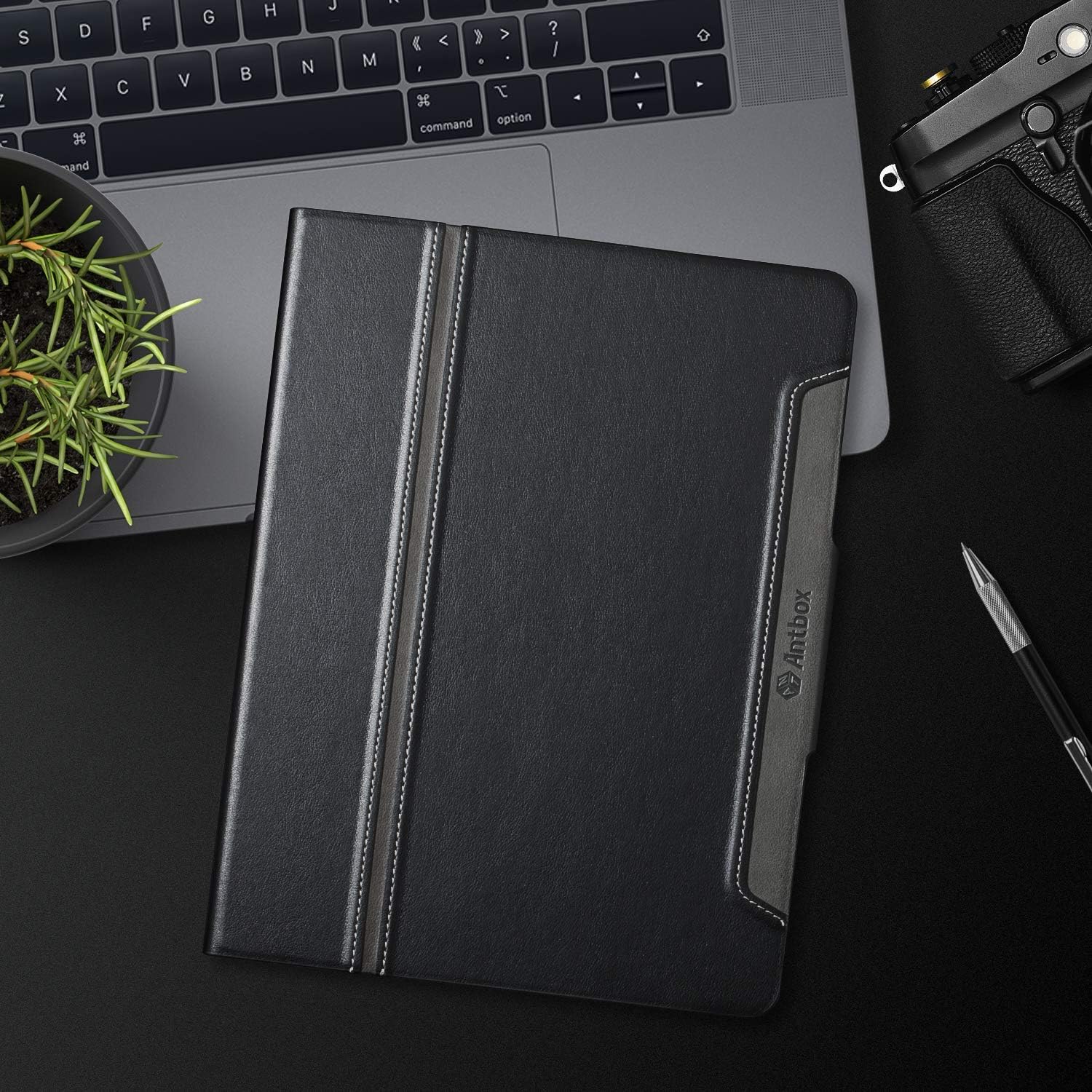 Husa pentru tableta iPad Pro 12.9" (2022/2021/2020/2018) – Compatibila cu Apple Pencil, Spate TPU Flexibil, Functie Auto Sleep/Wake, Suport Multi-Viewing si Protectie Completa, Neagra