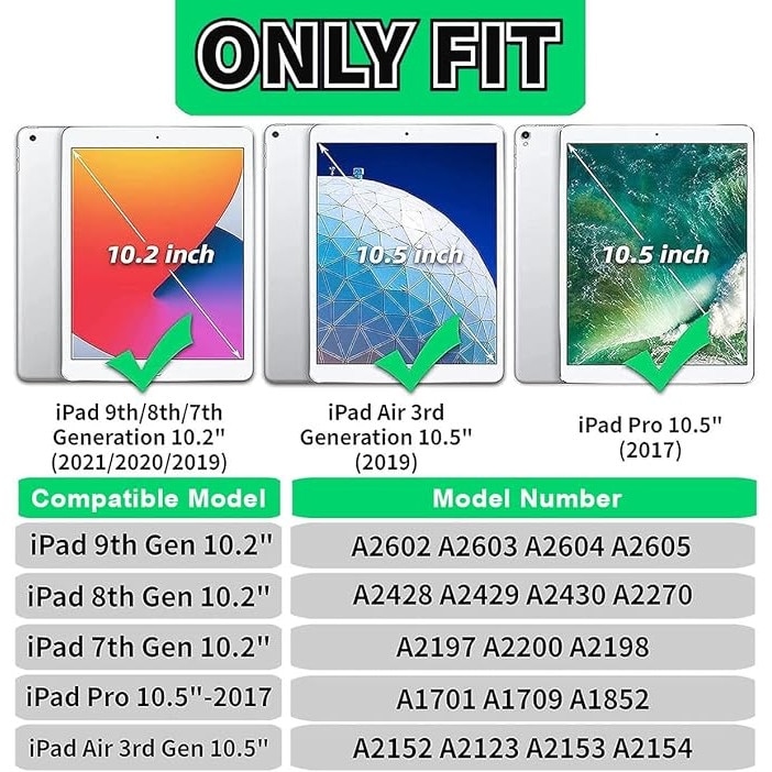 Husa ProCase pentru iPad 9th/8th/7th Gen, 10.2 Inch (2021/2020/2019), Slim Smart Cover cu Spate Dura Translucida, Negru