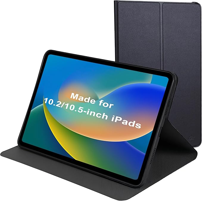 Husa ProCase pentru iPad 9th/8th/7th Gen, 10.2 Inch (2021/2020/2019), Slim Smart Cover cu Spate Dura Translucida, Negru