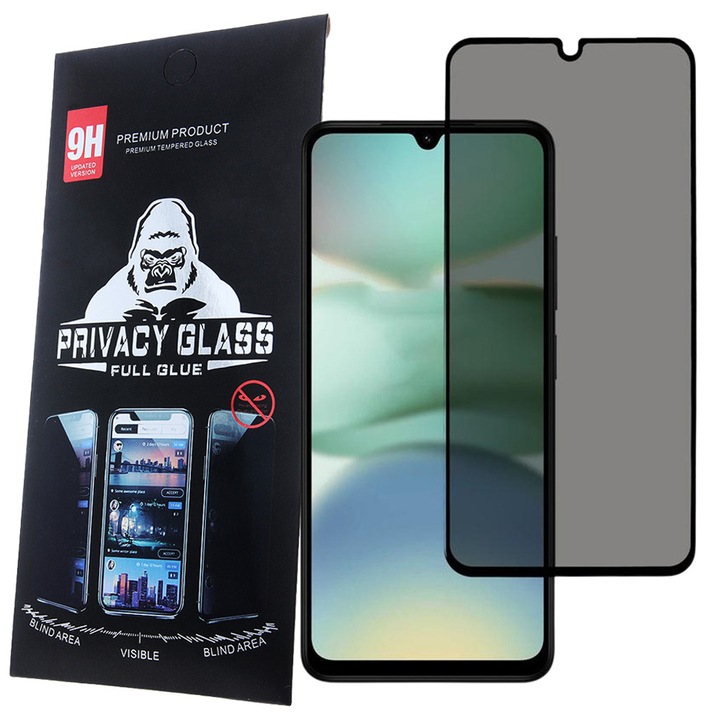 Folie de sticlă compatibilă cu Xiaomi Redmi A5 4G, frontală, călită, curbată, cu margine neagră, cu protecție anti-spionaj, Privacy