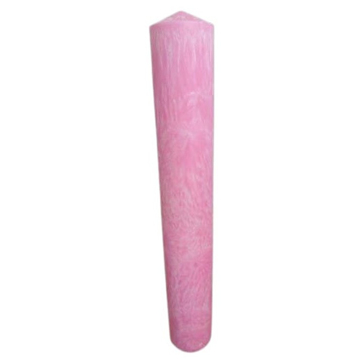 Сватбена/кръщенешка свещ с леден ефект, Lumanarela, розова, 6x41 см