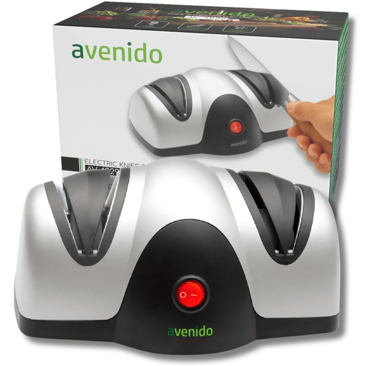 Ascutitoare Electrica, Avenido, Av4529, Putere 40W, Alimentare 230V, Sistem De Ascutire 2 Etape, Stabilizare Ventuze Antiderapante, Argintiu