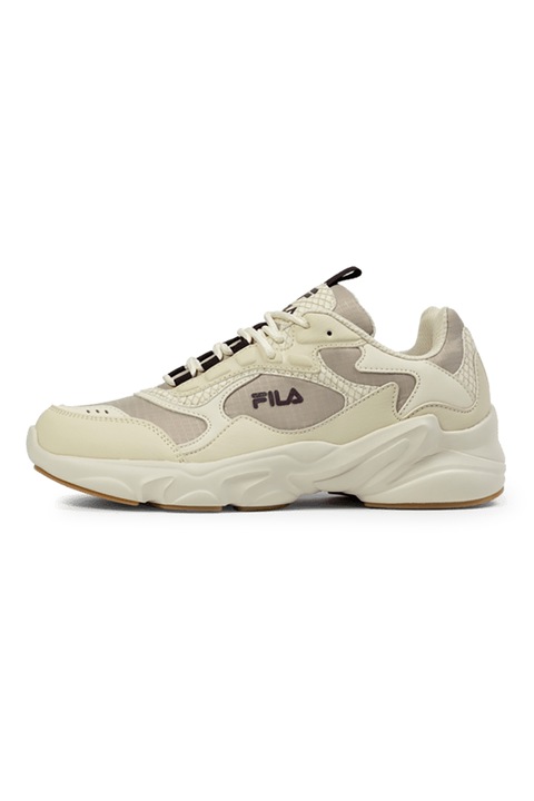 Fila, Pantofi sport din material textil cu garnituri din piele ecologica Collene A, Maro taupe/Bej deschis
