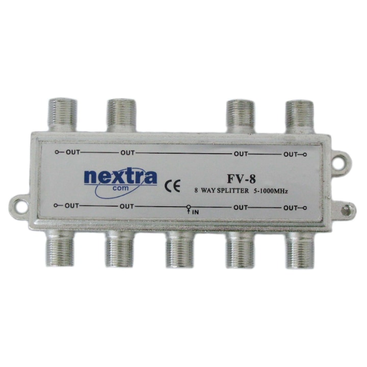 Nextracom elosztó, beltéri, 8 utas, 1 bemenet, 8 kimenet, 5-1000MHz, csillapítás 11,3dB