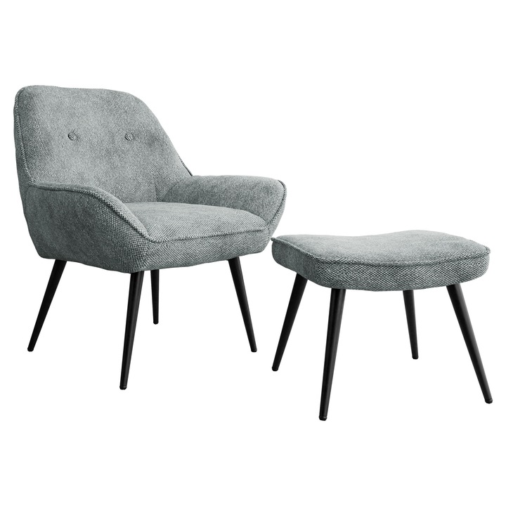 Fotoliu Pihrepo 809B + Puf, MIRJAN 24, gri, 89x73x73 cm