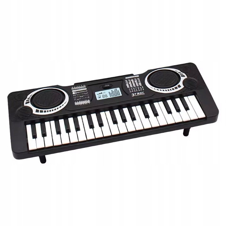 Pian cu tastatura pentru copii, 37 de clape, efecte sonore, negru