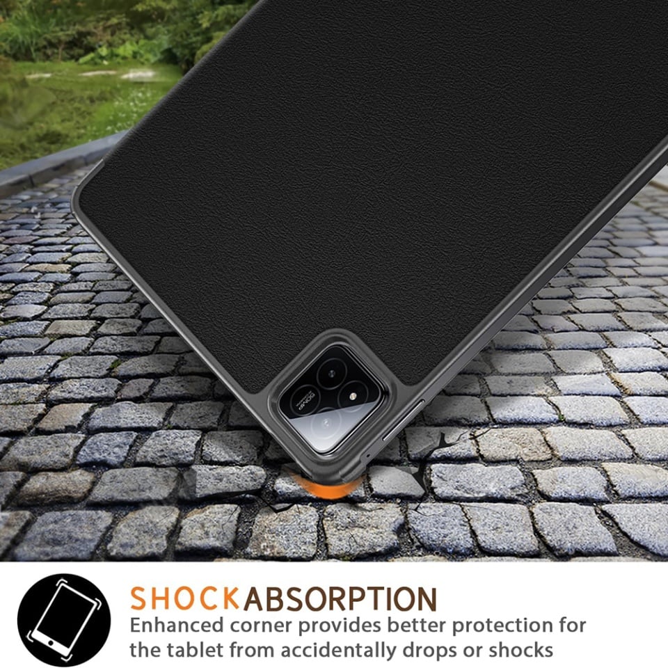 Husa tableta pentru Xiaomi Pad 7 / 7 Pro, SKYDDAR INNOVATION, cu suport Multi-Unghi si functie Sleep/Wake, FoldPro, Negru, set cu sticker