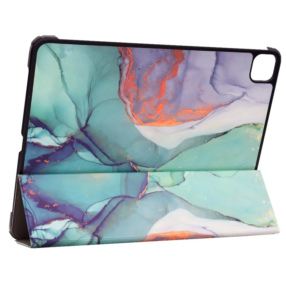 Husa tableta pentru iPad Pro 13 (2024), SKYDDAR INNOVATION, cu suport Multi-Unghi si functie Sleep/Wake, FoldPro, Green time, set cu sticker