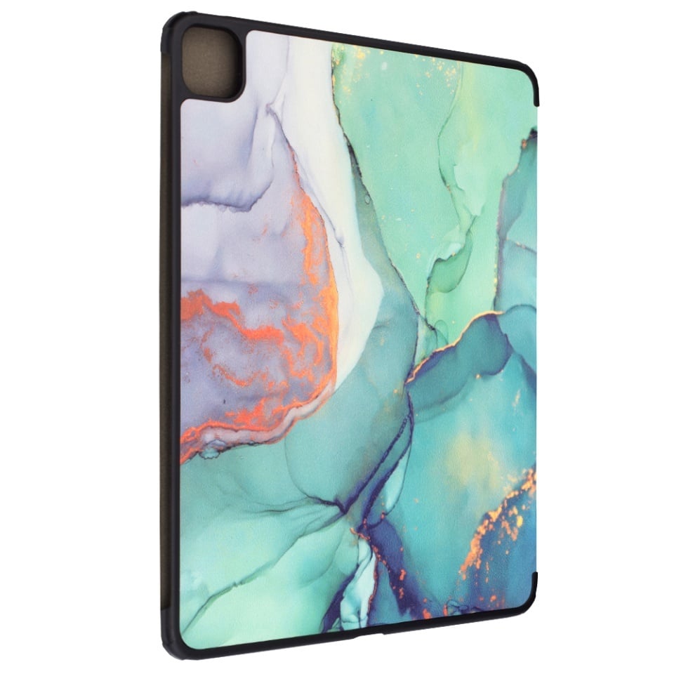 Husa tableta pentru iPad Pro 13 (2024), SKYDDAR INNOVATION, cu suport Multi-Unghi si functie Sleep/Wake, FoldPro, Green time, set cu sticker