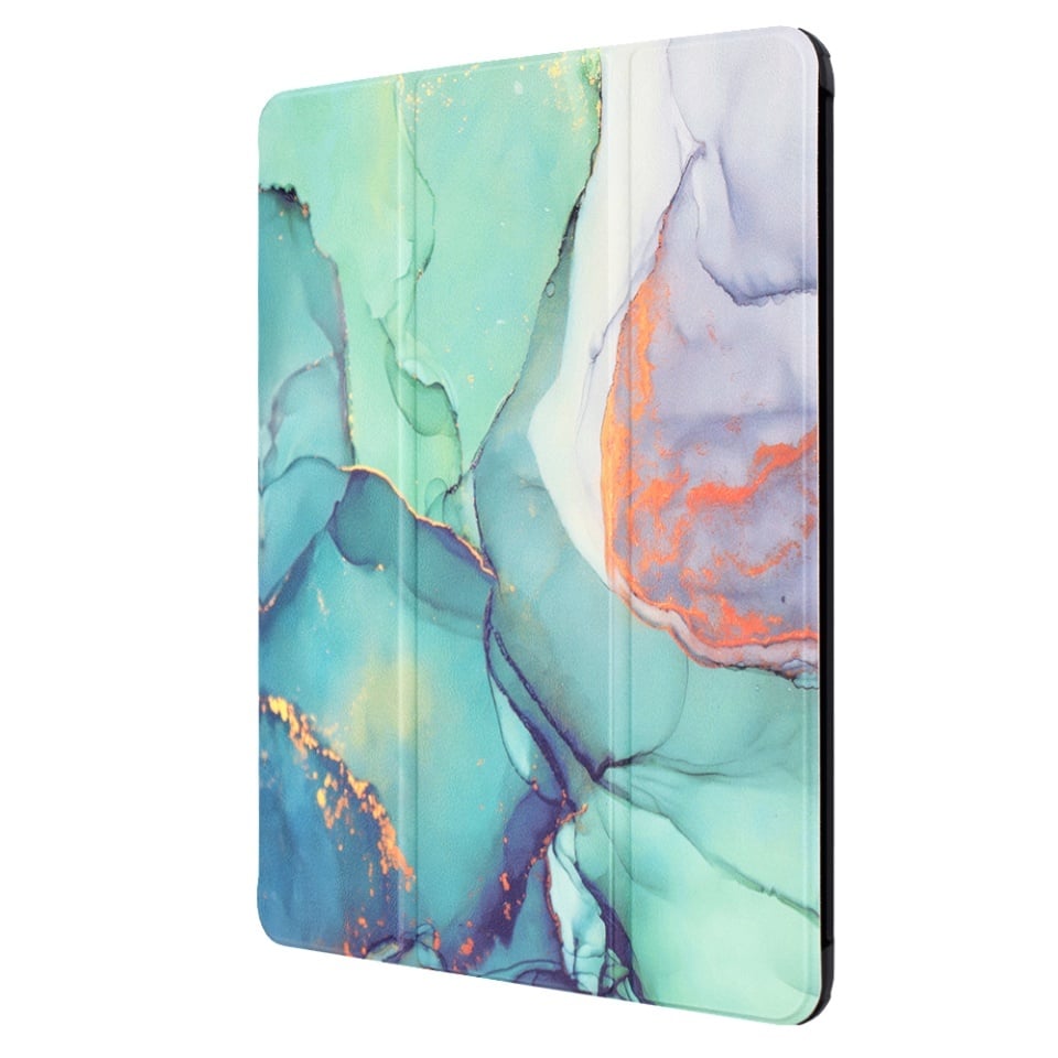 Husa tableta pentru iPad Pro 13 (2024), SKYDDAR INNOVATION, cu suport Multi-Unghi si functie Sleep/Wake, FoldPro, Green time, set cu sticker