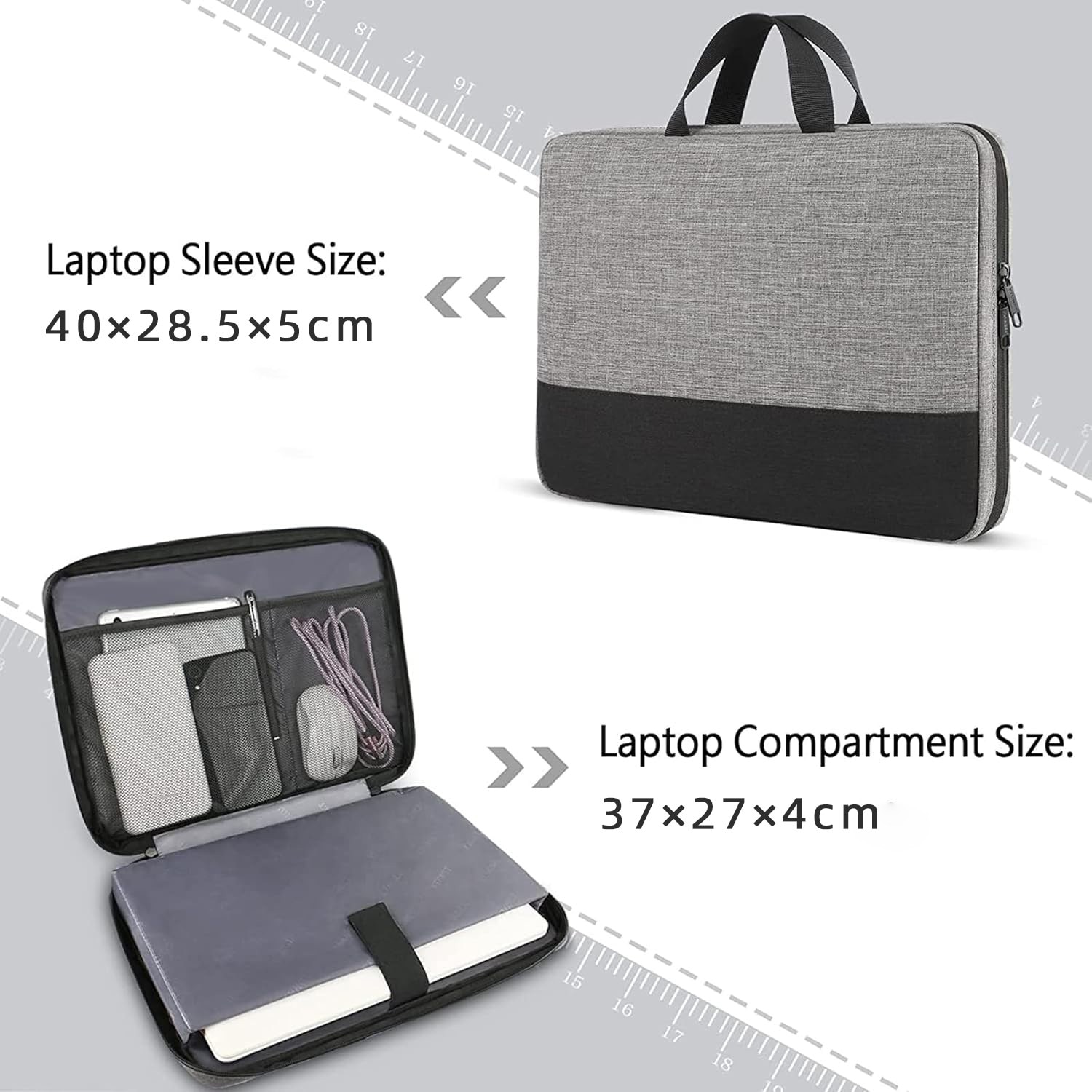 Geanta Laptop, Ecologica Impermeabila, 15.6 Inch, Rezistenta la Taieturi, Geanta Laptop cu 2 Compartimente pentru Birou si Uz Zilnic, Design Modern 40x28.5x5 cm, Gri