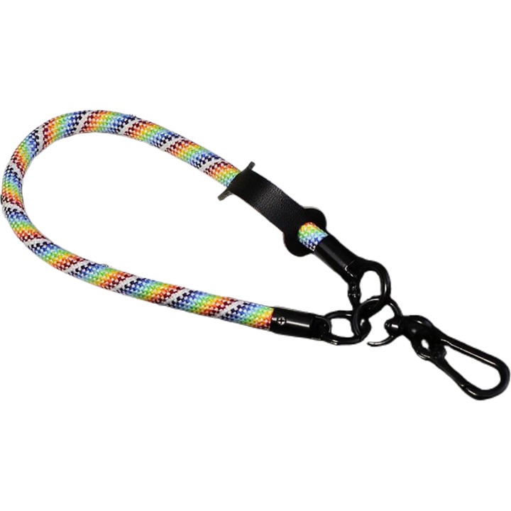 Cordon pentru telefon, tip incheietura, 30cm, inchizatoare metalica rezistenta, carlig lateral, nylon, Multicolor