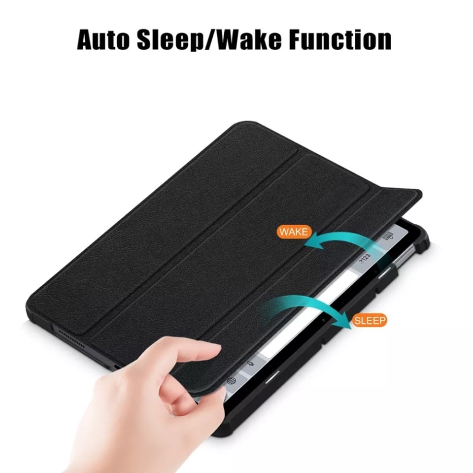 Husa tableta pentru Xiaomi Redmi Pad, SKYDDAR INNOVATION, cu suport Multi-Unghi si functie Sleep/Wake, FoldPro, Rosu, set cu sticker