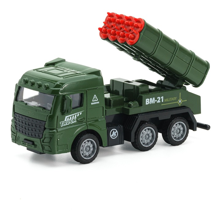 Военна кола играчка Mixbo, модел 3, пластмаса, 3 години +, 12.5 см, масленозелена