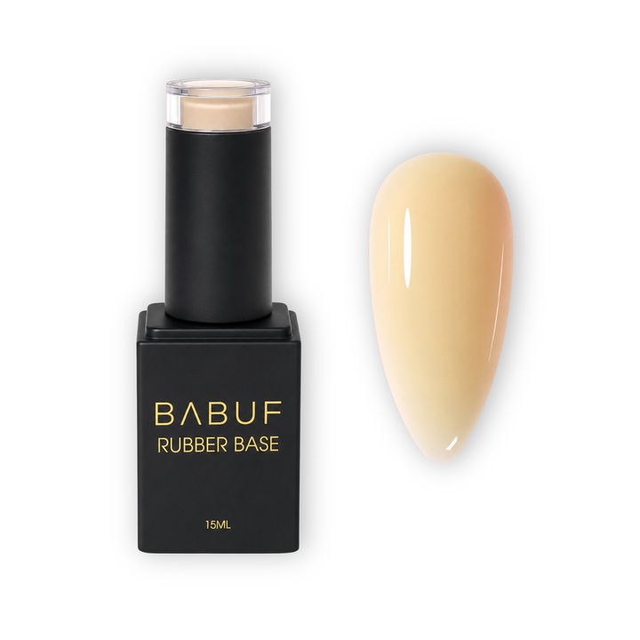 Baza Rubber BABUF, Golden Cream RB17, autonivelanta, bej-aurie, pentru unghii naturale si apex soft, 15ml
