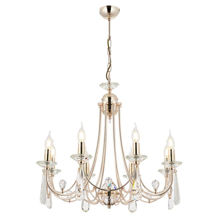 Kristály Csillár HubRom, PRENSES 5008-5053-83 70x70xHmax90 cm 8xE14-40W Arany