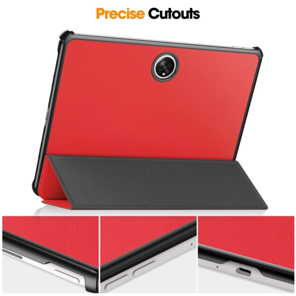 Husa tableta pentru OnePlus Pad, SKYDDAR INNOVATION, cu suport Multi-Unghi si functie Sleep/Wake, FoldPro, Rosu, set cu sticker