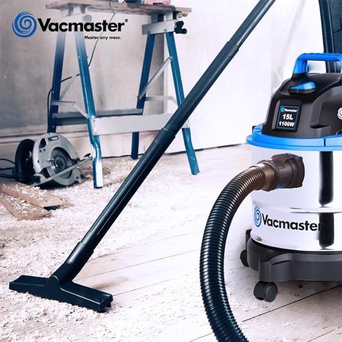 Aspirator umed/uscat Vacmaster VQ1115S, Functie de suflare, Aspirator uscat si umed fara sac, Otel inoxidabil, 1100 W, 15 litri, 70 decibeli