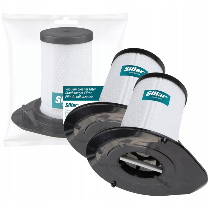 Set 2 filtre lavabile Sillar pentru aspirator Rowenta Tefal Air Force, protectie motor, dimensiuni 9,4x5,4x9,9x11cm