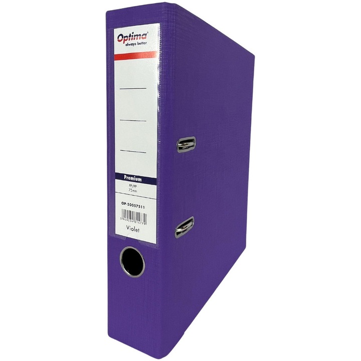 Biblioraft A4 plastifiat PP/PP 75 mm Optima Premium - violet (6/set)