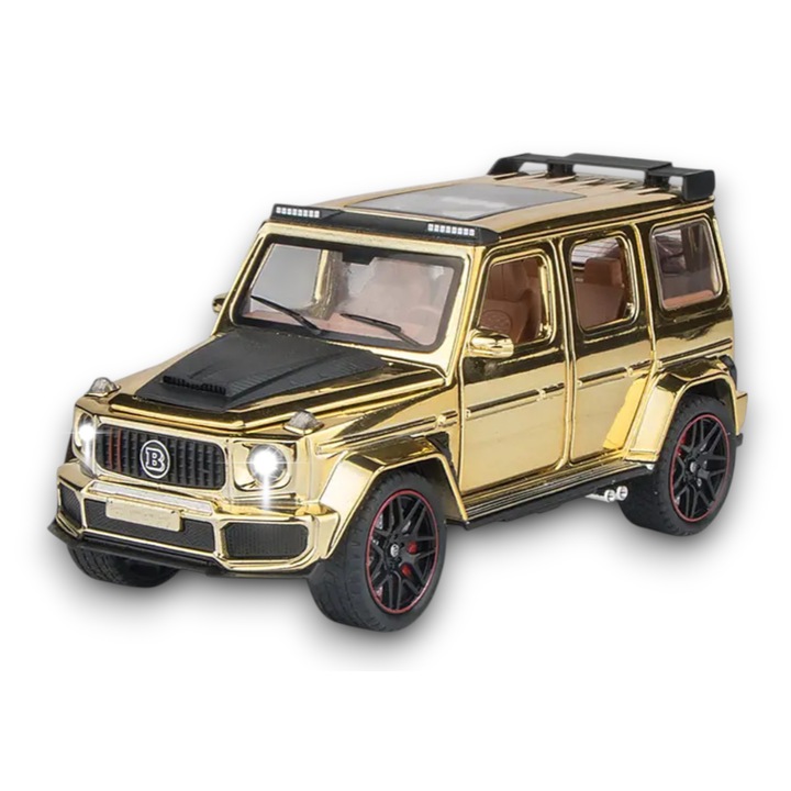Mercedes-Benz G-Class Brabus, din Metal – 17,5 cm cu Lumina, Sunet si Elemente Mobile - Auriu