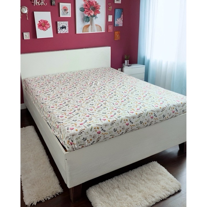 Kétszemélyes ágynemű 100% pamut szatén krepp virágmintás 220 x 240 cm