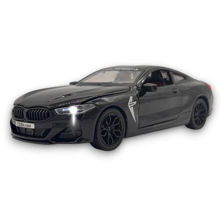 BMW M8 Competition modellautó, 20 cm, hangok és fények, mozgó elemek, fekete