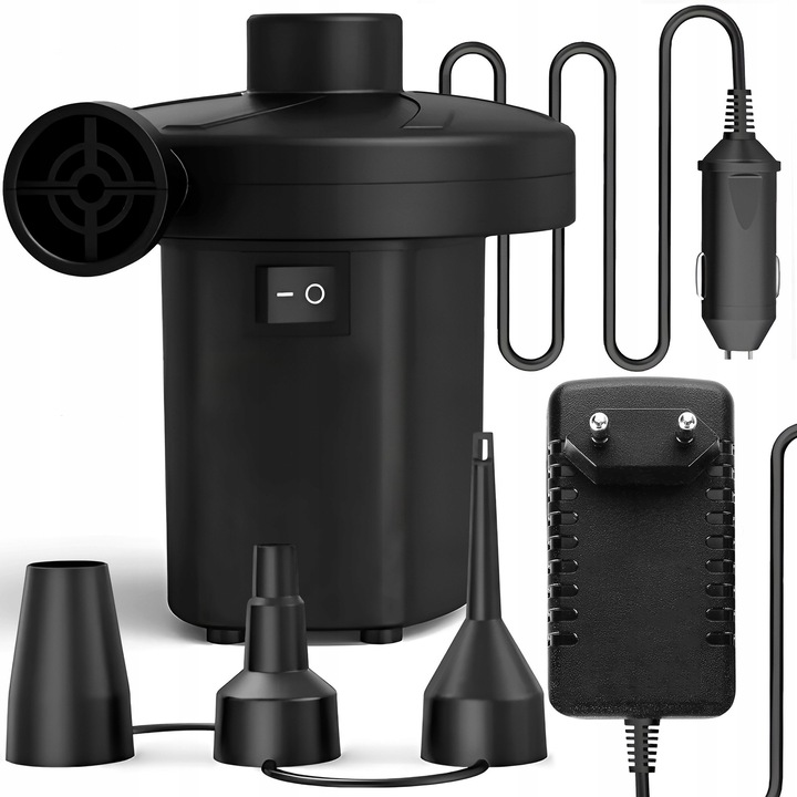 Pompa de umflat electrica Allbag, 50W, multifunctionala, compacta, set complet