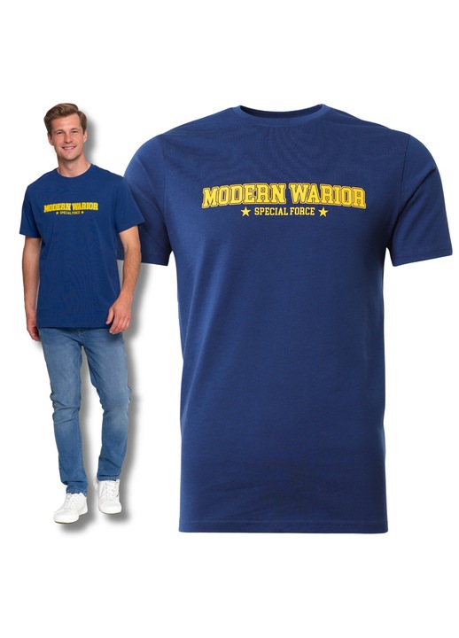 Férfi póló, Moraj, elegáns, rövid ujjú, kék színű