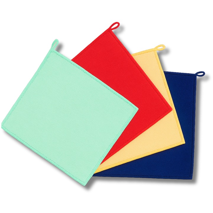 Set 4 prosoape de bucatarie din microfibra, 30x30cm, Moraj, multicolor