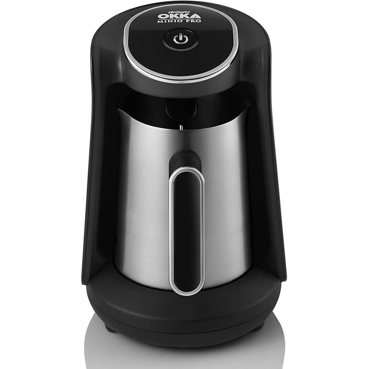 Arzum OKKA Minio – Masina de cafea turceasca, Masina de mocca, 1-4 cesti, carafa din otel inoxidabil de 300 ml, protectie la revarsare, sistem inteligent de preparare, carafa lavabila, 480 W, crom