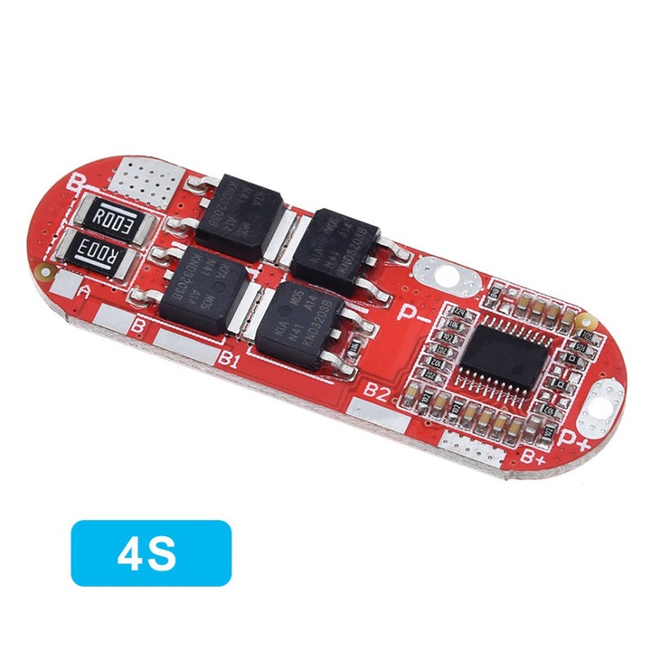 Töltő és védelmi modul 4 cellás Li-ion akkumulátorhoz, BMS 4S, 20A