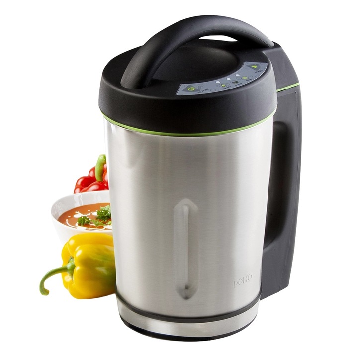 Aparat pentru prepararea supei crema DOMO, Soup Maker, capacitate 1.6 litri, incalzire si preparare rapida, 3 programe automate, functie autocuratare, ecran digital, semnal sonor de finalizare, inox